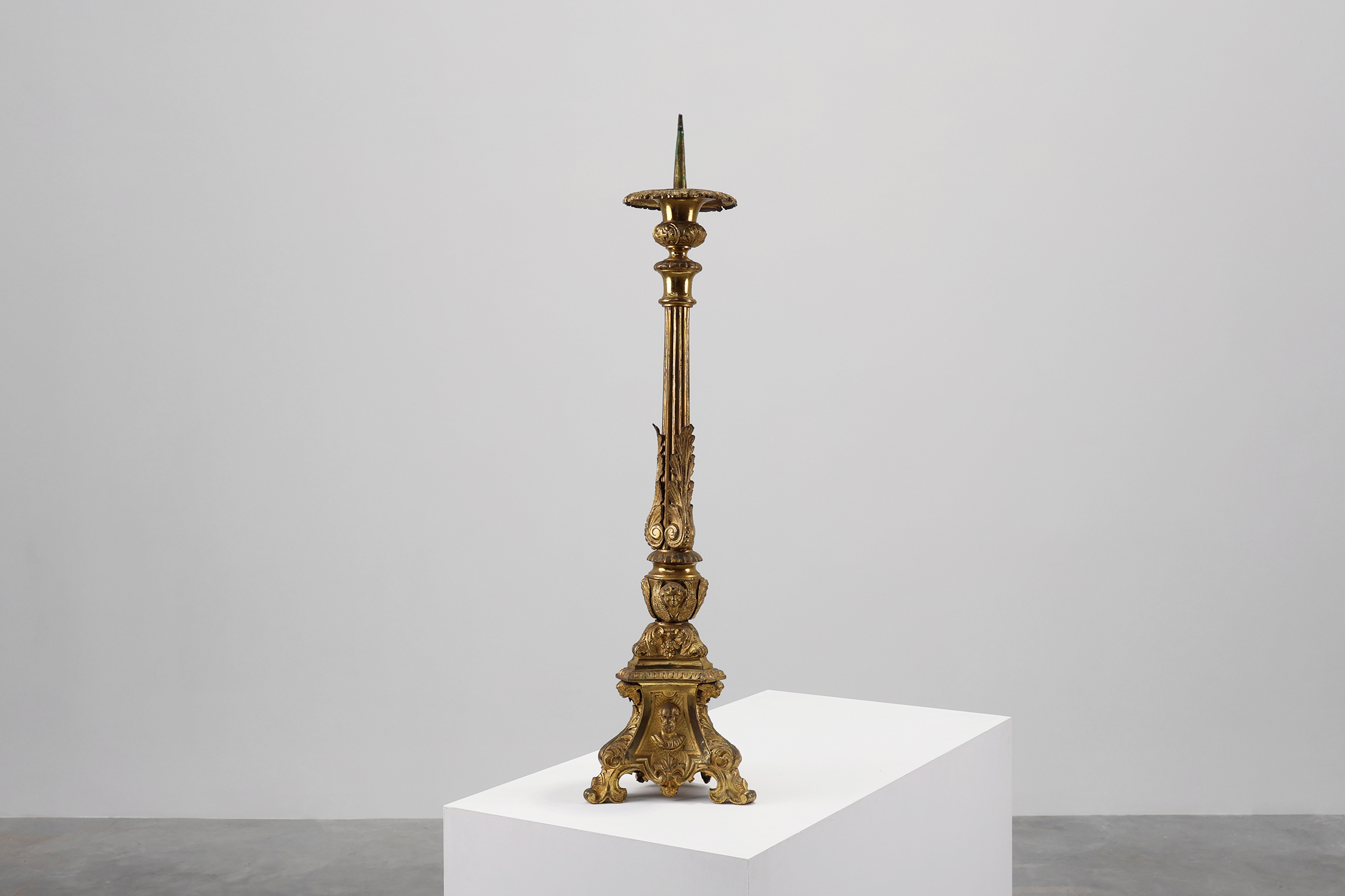 Large 18th century bronze and copper church candle holder, Francethumbnail